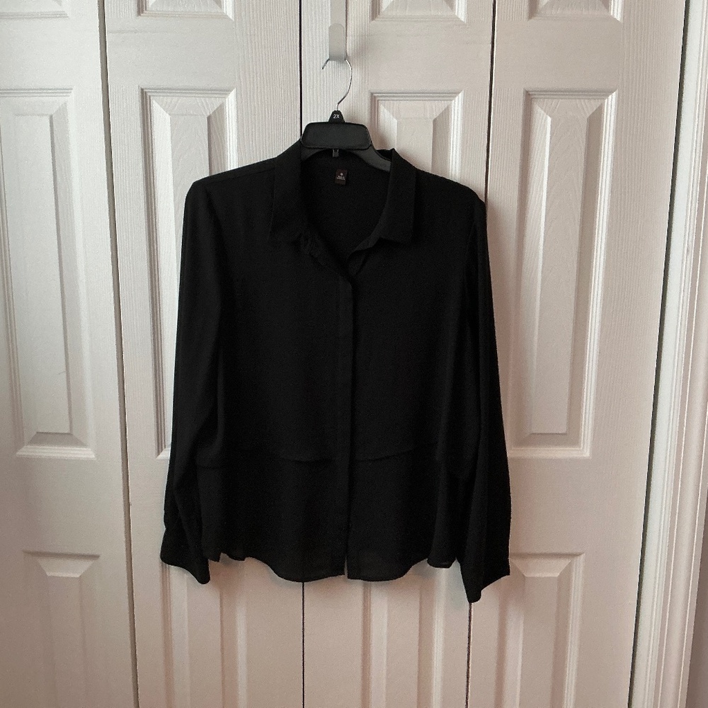 Women’s Black Long Sleeve Button Down Blouse